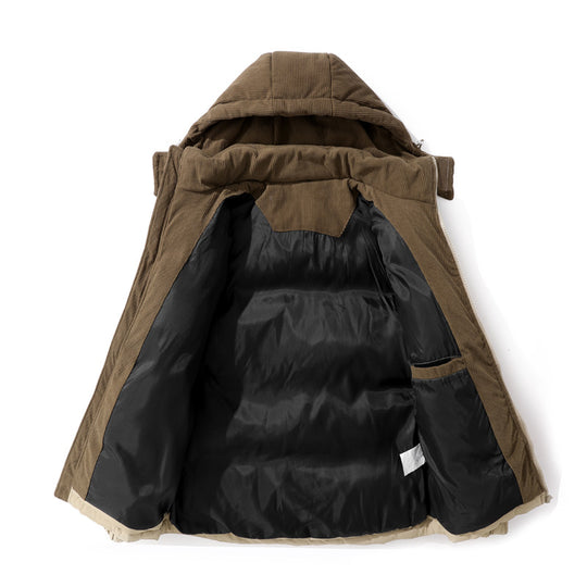Damen Stepp-Winterjacke mit Cord-Schulterdetail, Kapuze und Zwei-Wege-Reißverschluss Nord Taschen