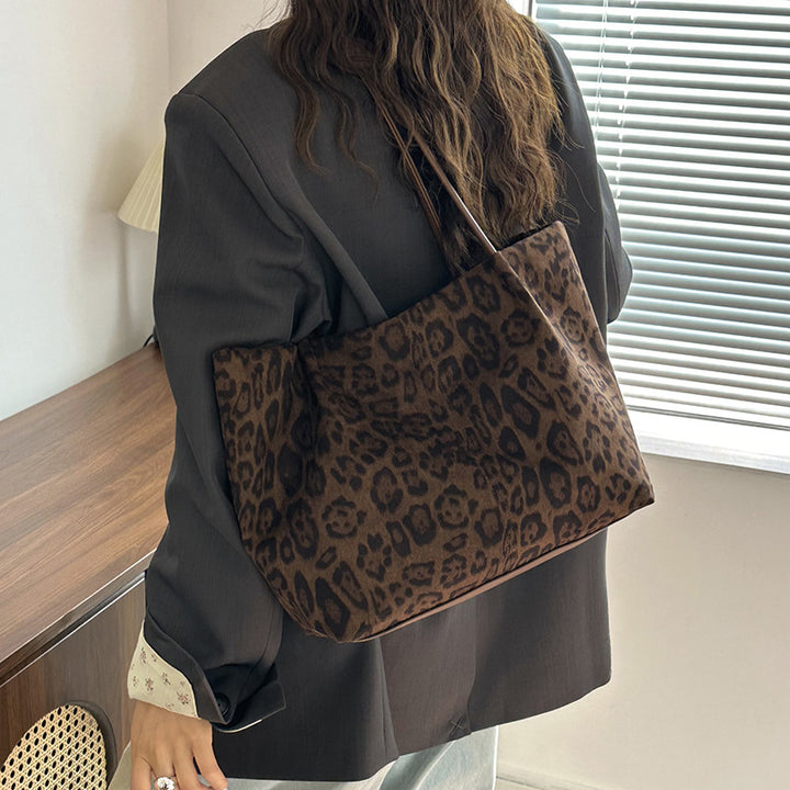 Damen Shopper Tasche aus luxuriösem Wildleder mit Leopardenmuster Nord Taschen
