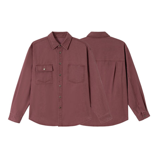 Damen Overshirt‑Hemdjacke aus gewaschenem Baumwoll‑Twill mit Druckknopfleiste und zwei Brusttaschen Nord Taschen
