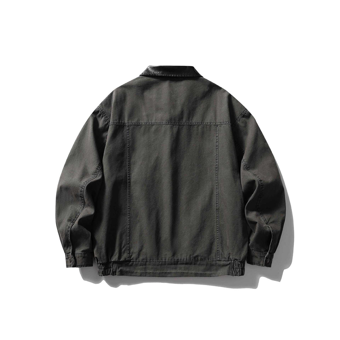 Herren kastig geschnittener Canvas‑Blouson mit kontrastierendem Lederkragen und elastischem Saum Nord Taschen