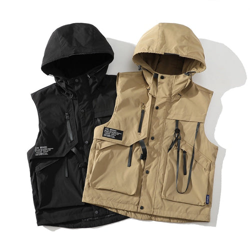 Herren funktionale Outdoor-Weste mit verstellbarem Kapuzendesign und vielseitigen Taschen Nord Taschen