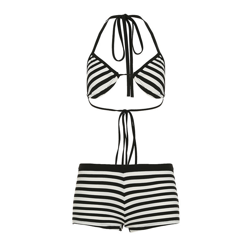 Damen trendiges Bikini-Set mit tieferem Ausschnitt und verstellbaren Trägern
