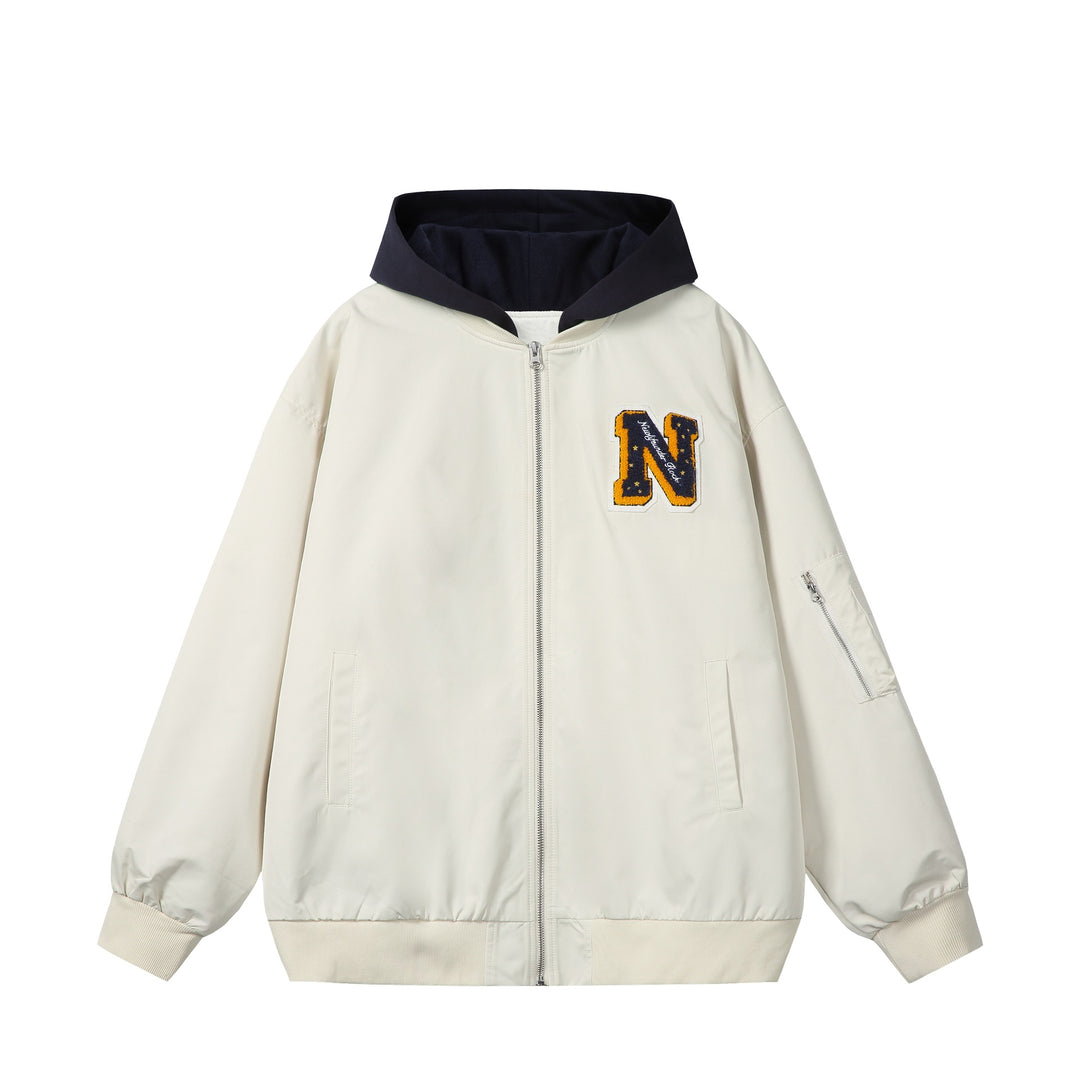 Unisex Boxy-Mehrlagige Bomberjacke mit integrierter Kapuze und Collegiate-Patch Nord Taschen
