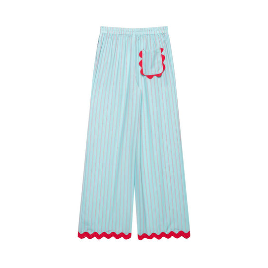 Damen Leichte weit geschnittene Loungehose mit elastischem Bund und welligem Saum Nord Taschen
