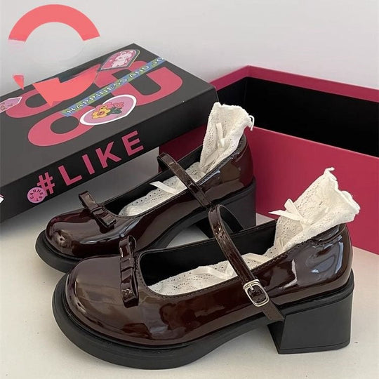 Damen Modische Mary Jane Pumps mit auffälliger Schnalle und bequemem Absatz