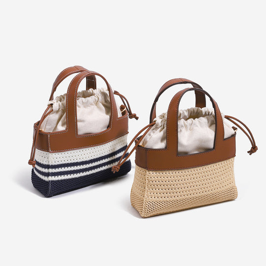 Damen Handtasche mit geflochtenem Design und stilvoll verstellbarem Kordelzug Nord Taschen