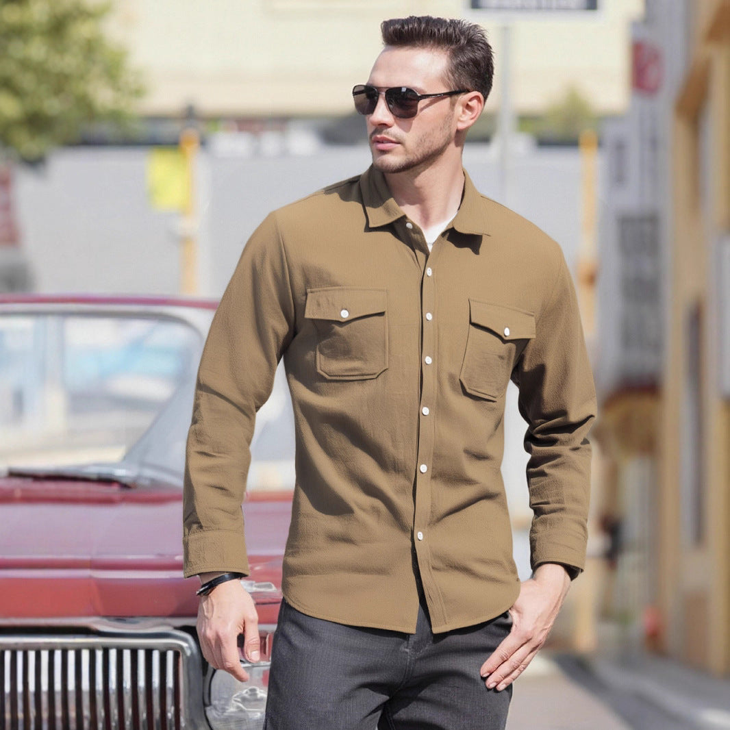 Herren Lässiges Langarmhemd mit praktischen Brusttaschen und modernem Schnitt