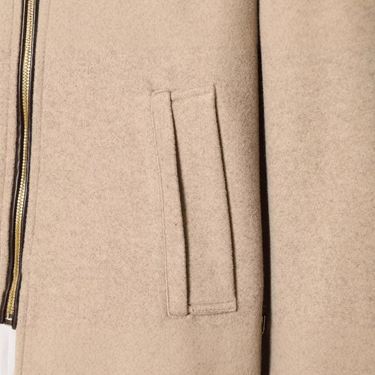 Damen Kurzjacke im Boxy‑Cropped‑Wollmix mit sichtbarem Metallreißverschluss und Kontrastmanschetten Nord Taschen