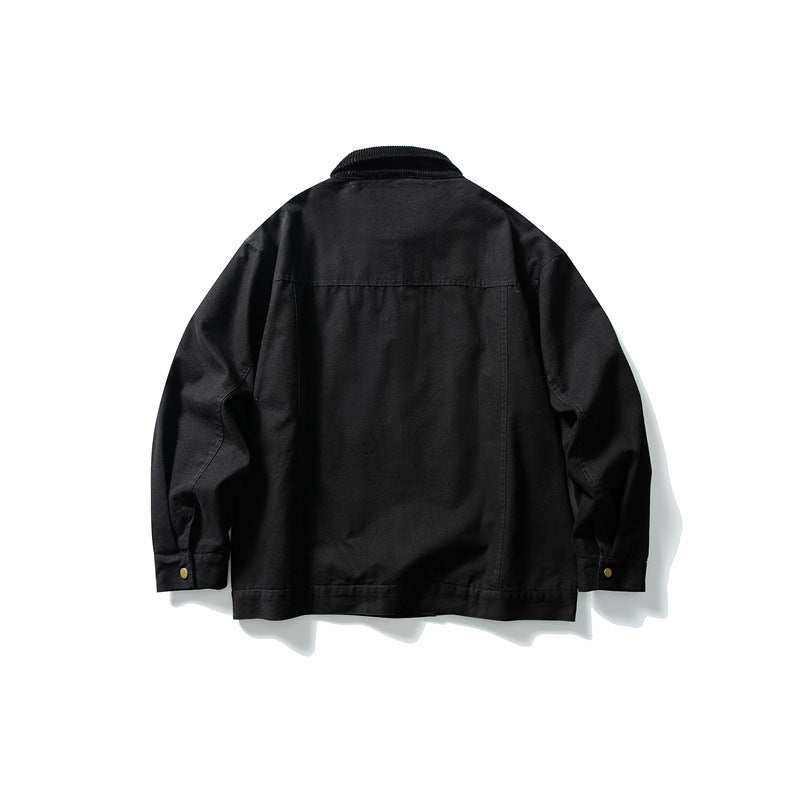 Herren Boxy-Canvas-Blousonjacke mit Cordkragen und durchgehendem Reißverschluss Nord Taschen