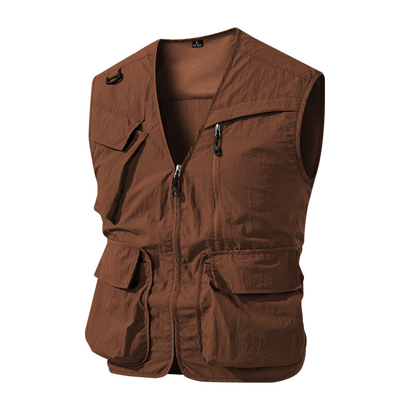 Herren Outdoor-Utility-Anglerweste mit atmungsaktivem Meshrücken und multifunktionalen Taschen Nord Taschen