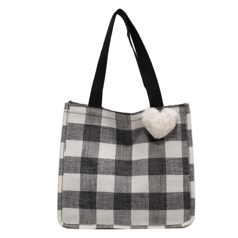 Damen modische Baumwolltasche im trendigen Karo-Design Nord Taschen