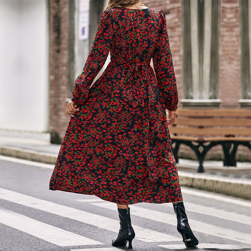 Damen Florales Maxi Kleid Nord Taschen