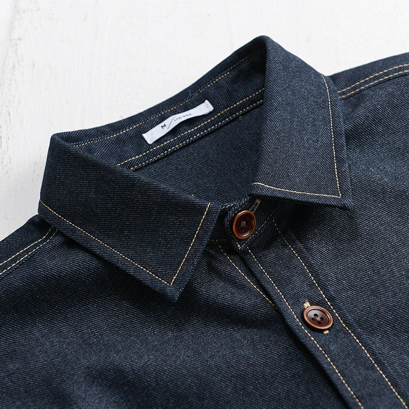 Herren Denim-Overshirt mit aufgesetzter Brusttasche und Kontrastnähten Nord Taschen