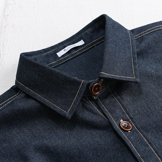 Herren Denim-Overshirt mit aufgesetzter Brusttasche und Kontrastnähten Nord Taschen