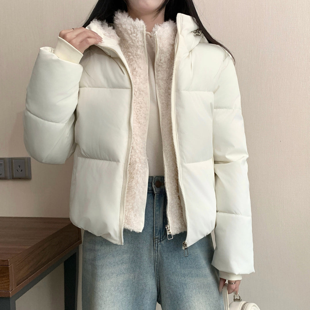 Damen nan kurze wattierte Doppeljacke mit abnehmbarem Teddy-Innenfutter und hohem Stehkragen Nord Taschen