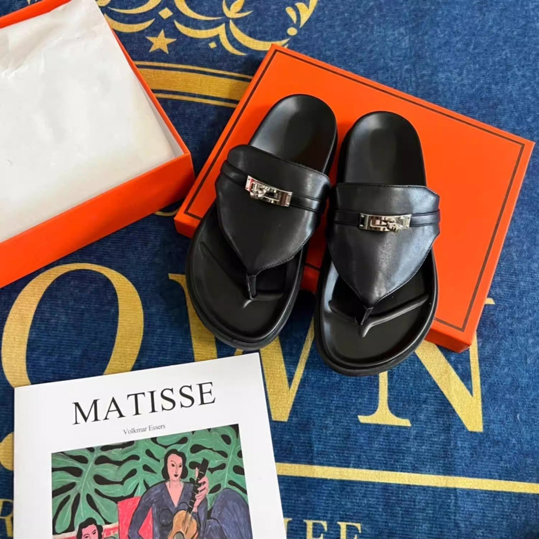 Damen elegante Zehentrenner-Sandalen mit luxuriösem Riemendesign und Komfortfußbett