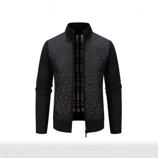 Herren Steppjacke mit hohem Kragen und eleganter Strickästhetik Nord Taschen