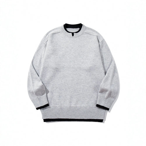 Unisex Relaxed-Fit Feinstrick-Pullover mit Kontrastbündchen und verlängertem Rippenbund Nord Taschen