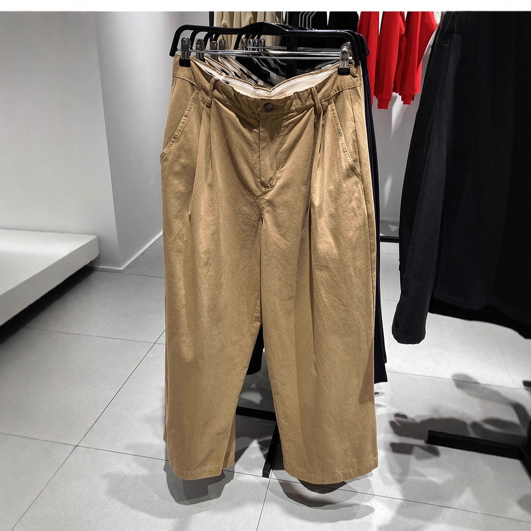 Herren Weite Bundfalten-Chinohose mit hoher Leibhöhe und gekürztem Bein Nord Taschen