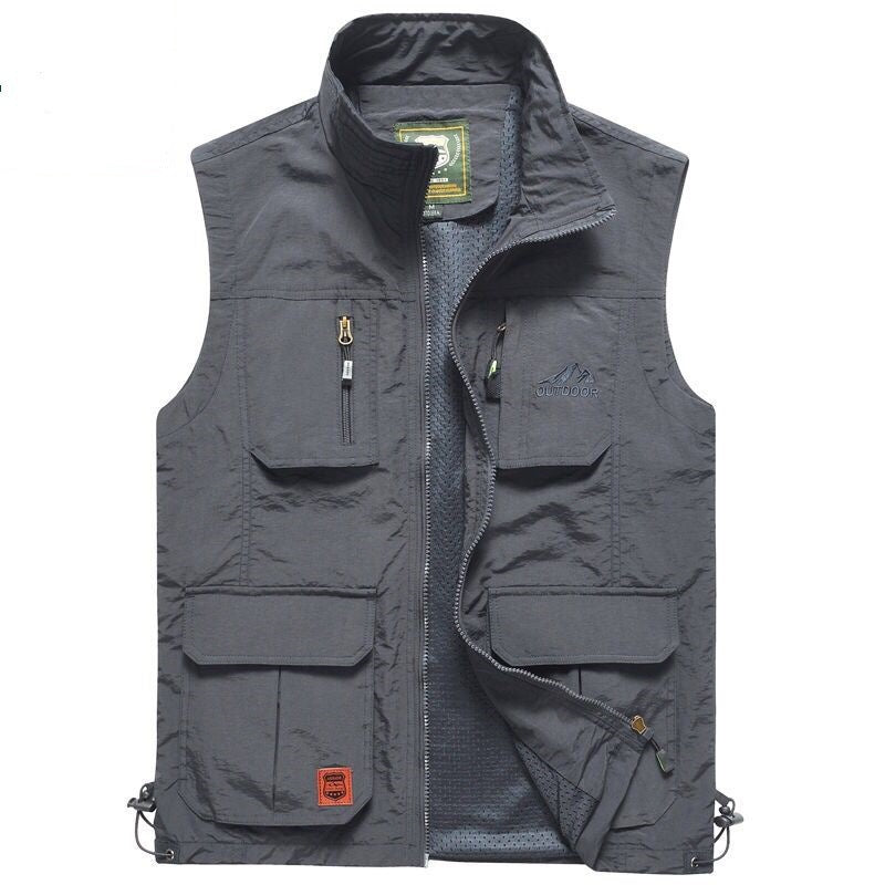 Herren Outdoor-Utility-Weste mit Mehrfach-Taschen, Reißverschluss und Mesh-Futter Nord Taschen