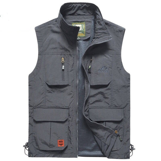 Herren Outdoor-Utility-Weste mit Mehrfach-Taschen, Reißverschluss und Mesh-Futter Nord Taschen