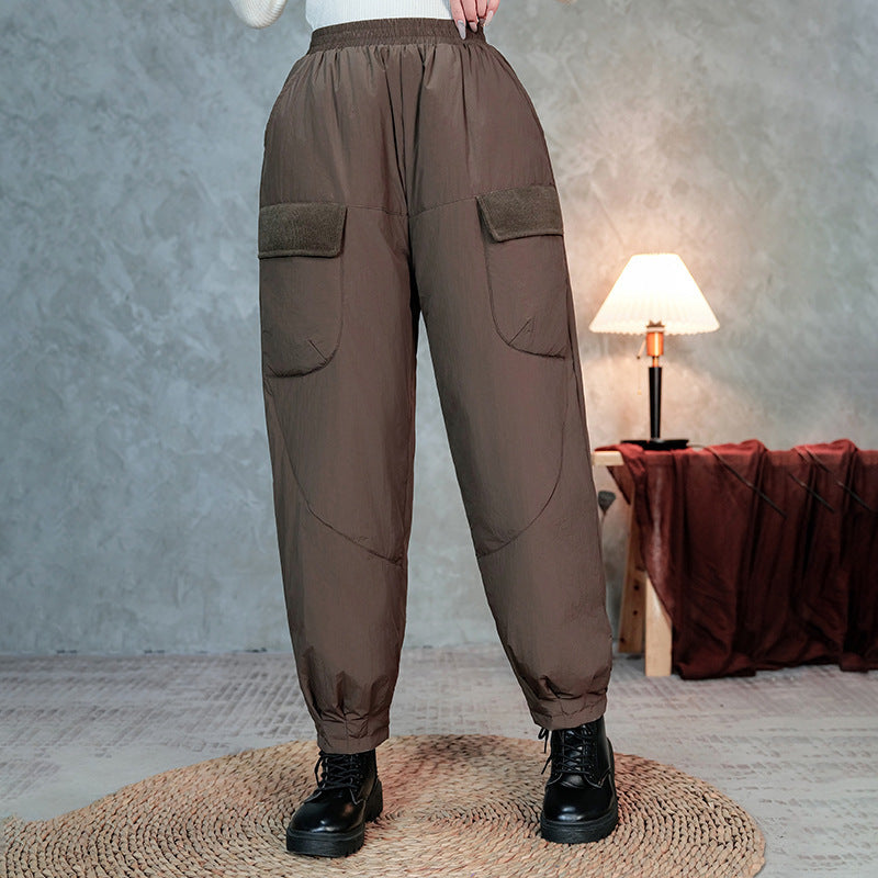 Damen gesteppte Thermo-Cargo-Hose mit elastischem Bund und Saumbündchen Nord Taschen