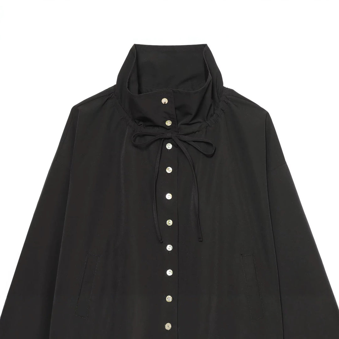 Damen Kurzer Cropped-Blouson mit hohem Stehkragen, Knopfleiste und Tunnelzugsaum Nord Taschen