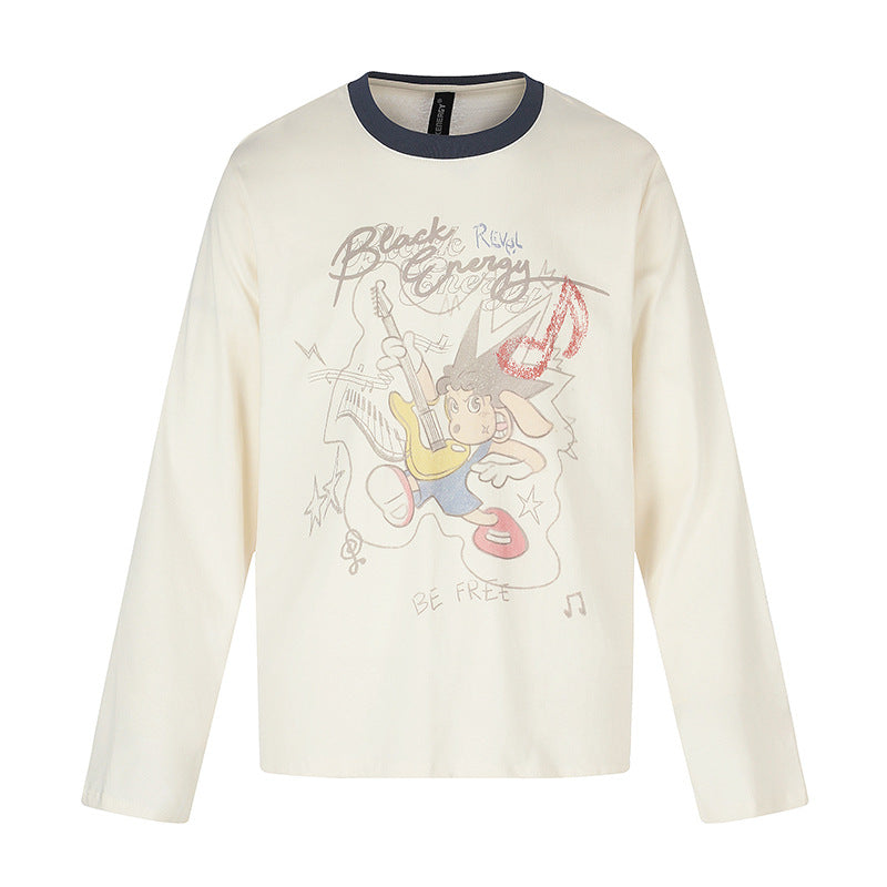 Damen Langarmshirt mit Comic-Gitarrenprint, Glitzerdetail und Kontrastkragen Nord Taschen