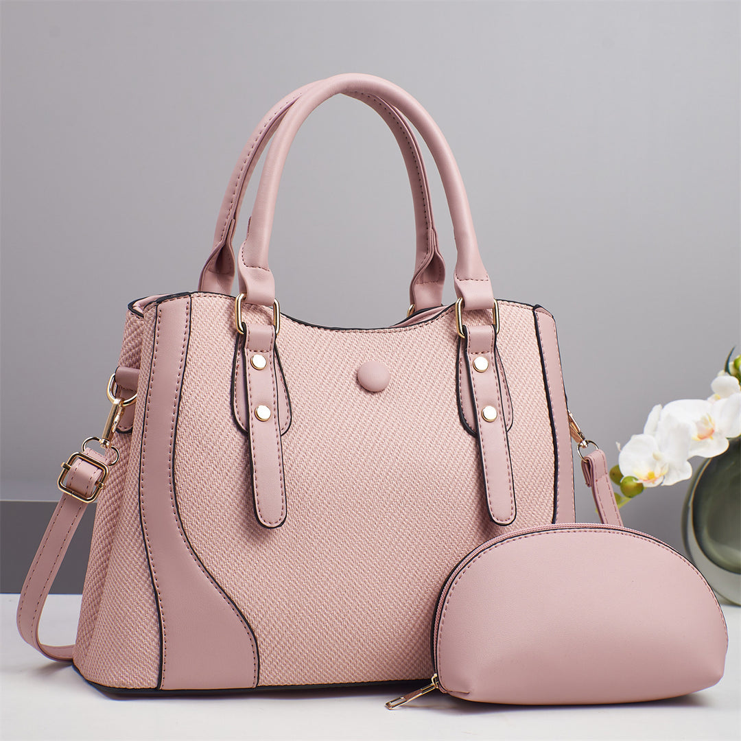 Damen elegante Handtasche mit strukturiertem Obermaterial und abnehmbarer Mini-Clutch Nord Taschen
