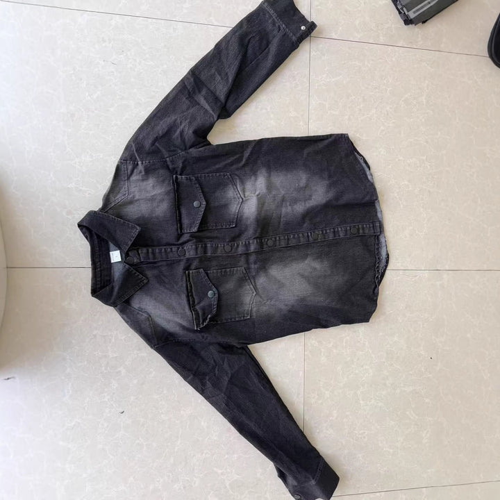 Herren locker geschnittenes Jeansstoff-Overshirt mit Pattentaschen und abgerundetem Saum Nord Taschen