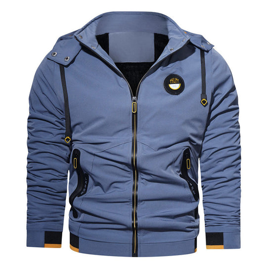 Herren sportlich-urbaner Kapuzenzip-Hoodie mit wasserabweisenden Reißverschlüssen und Logo-Patch Nord Taschen