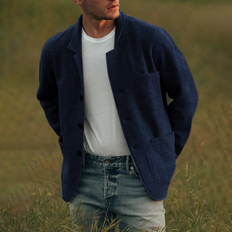 Herren lässige Wolljacke mit modernem Schnitt und praktischen Taschen