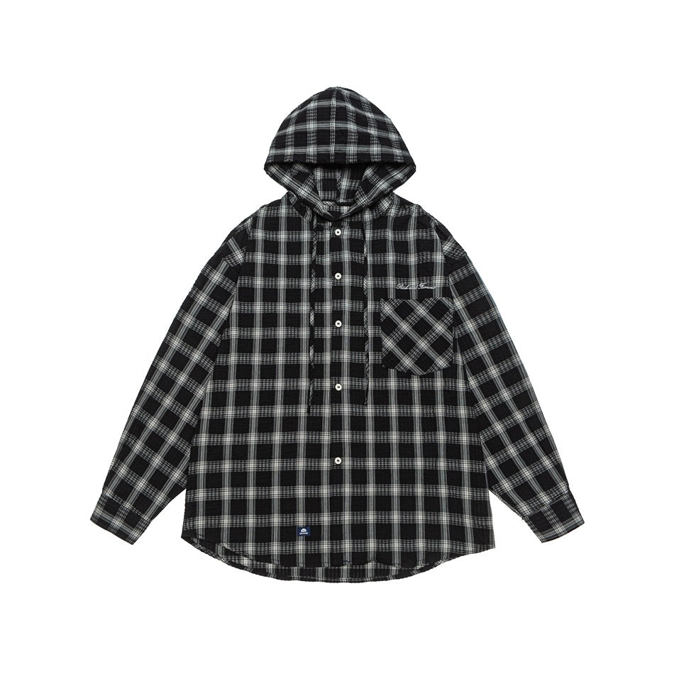 Unisex Kapuzen‑Overshirt im karierten Flanell‑Look mit Brusttasche und Knopfleiste Nord Taschen