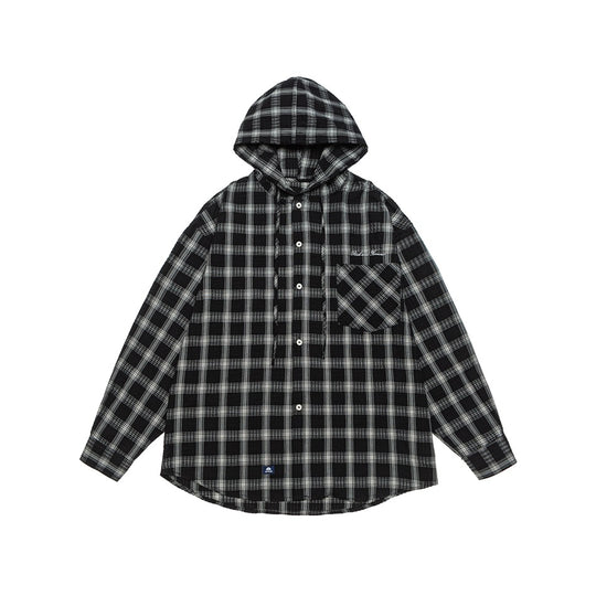 Unisex Kapuzen‑Overshirt im karierten Flanell‑Look mit Brusttasche und Knopfleiste Nord Taschen