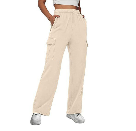 Damen Cargo-Hose mit weitem Bein, elastischem Bund und Cargotaschen Nord Taschen