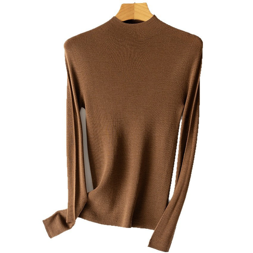 Damen Feinstrick-Longsleeve mit kurzem Stehkragen und schlanker Silhouette Nord Taschen