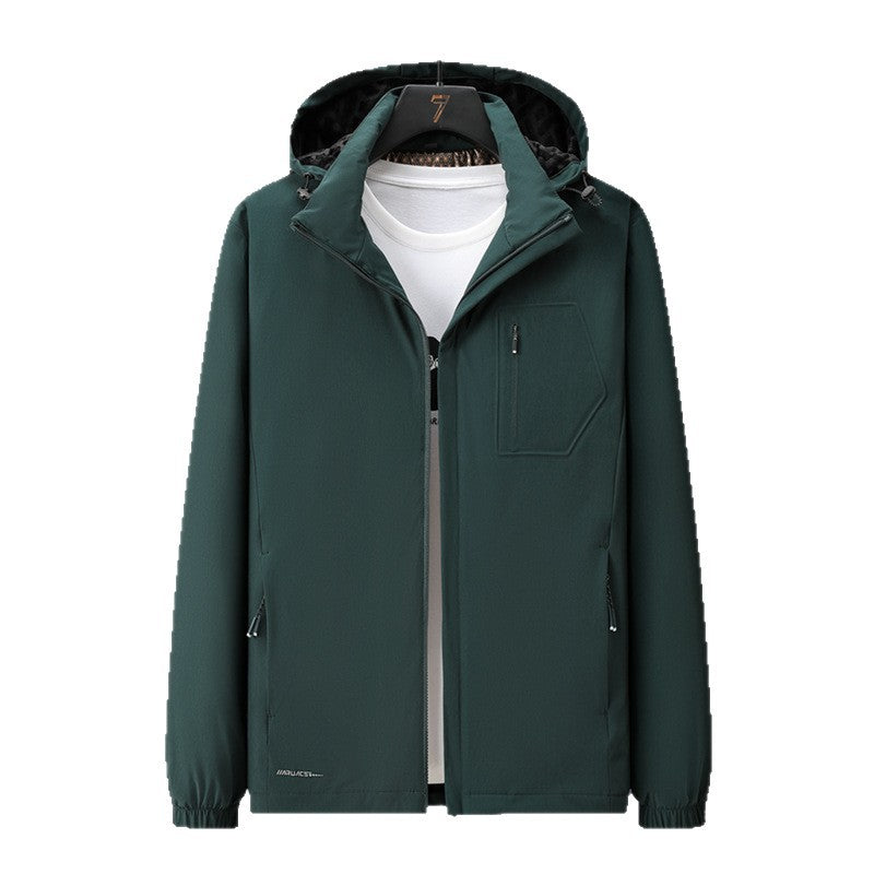 Herren Urban-minimalistische Softshell-Kapuzenjacke mit verdeckten Reißverschlüssen und elastischem Saum Nord Taschen
