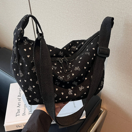 Damen Hobo-Tasche aus strukturiertem Stoff mit floralem Druck Nord Taschen