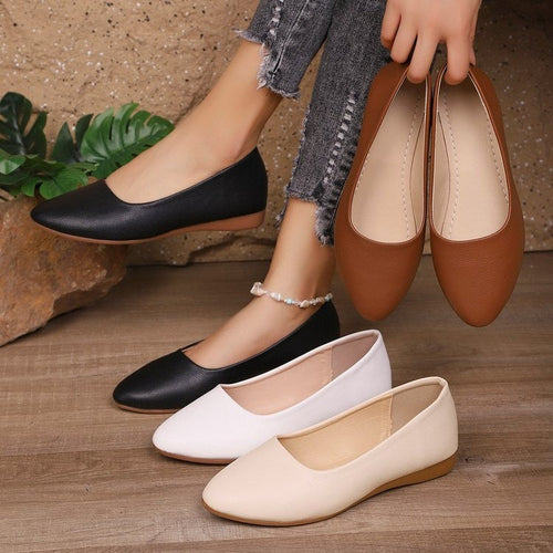 Damen Ballerinas aus weichem Leder mit elegantem Schalen-Ausschnitt
