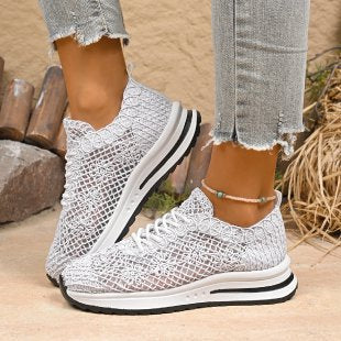 Damen  gestrickte Slip-On Plateau-Sneaker mit atmungsaktivem Obermaterial und gepolstertem Komfortfußbett Nord Taschen
