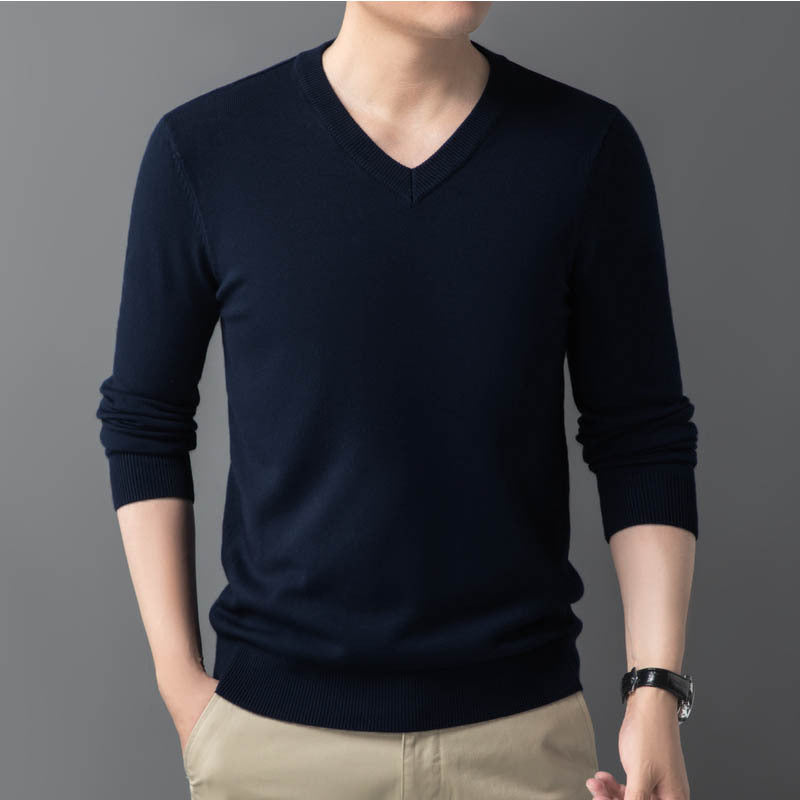 Herren Feiner V‑Ausschnitt Feinstrickpullover in schlanker Passform Nord Taschen