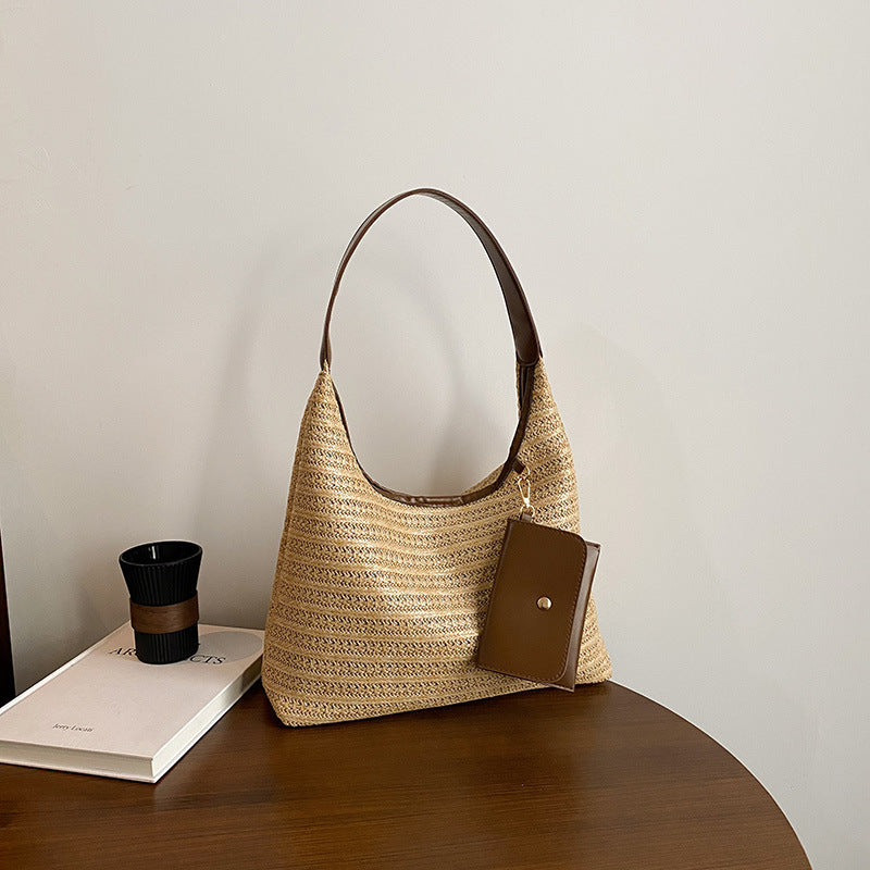 Damen Hobo-Tasche aus hochwertigem geflochtenem Material mit abnehmbarem Anhänger Nord Taschen