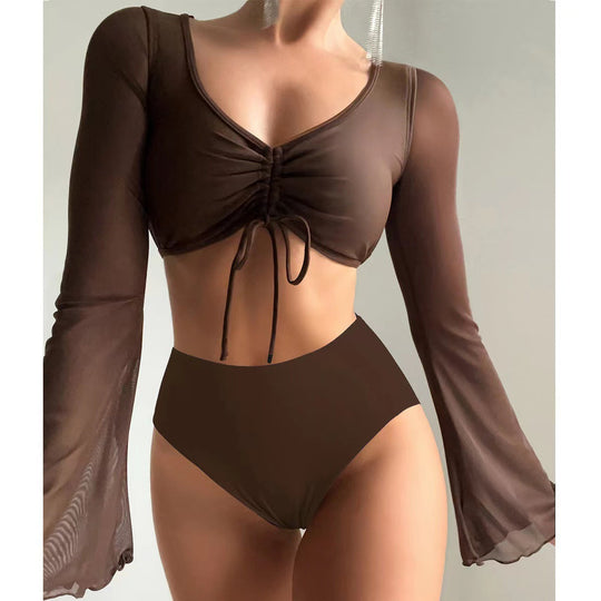 Damen Hochgeschnittener Bikini mit transparenter Blusenoberteil Nord Taschen