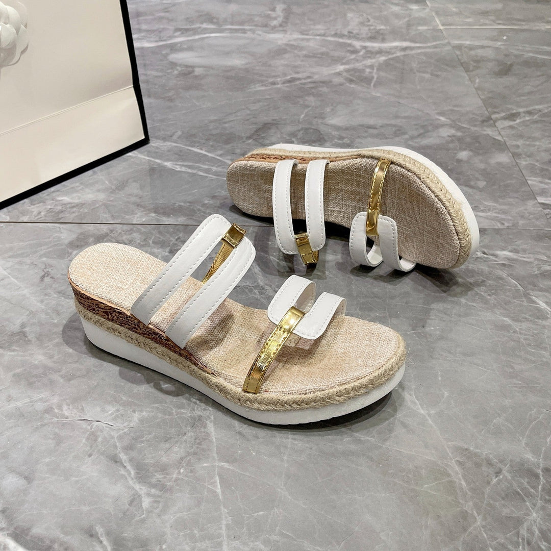 Damen Wedge-Sandalen mit eleganten Riemen und verstellbarem Schnallenverschluss Nord Taschen