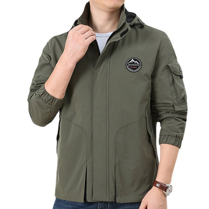 Herren Leichter Urbaner Softshell-Hoodie mit Ärmeltasche und hohem Stehkragen Nord Taschen