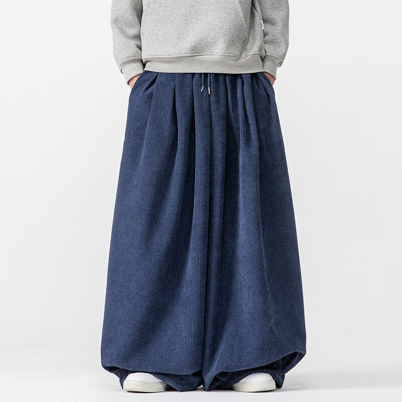 Herren Extraweite Cord-Ballonhose mit Falten, Tunnelzug und schwerem Fall Nord Taschen
