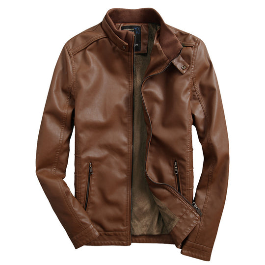 Herren Kunstlederblouson mit wärmender Teddyfleece-Innenlage und Stehkragen Nord Taschen