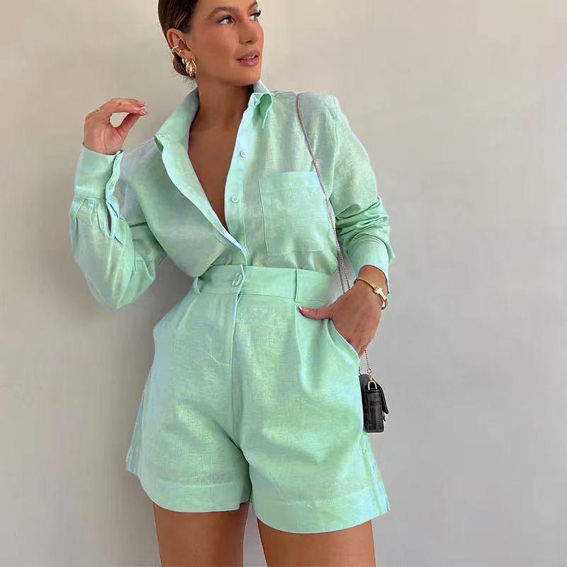 Damen Kurz-Overall mit eleganter Hemdblusen-Optik Nord Taschen