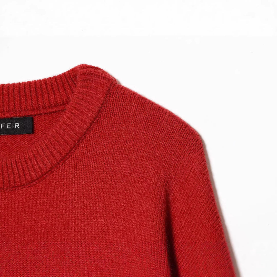 Damen Strickpullover mit Pferde-Motiv und Fransenapplikation, Oversize-Rundhals Nord Taschen
