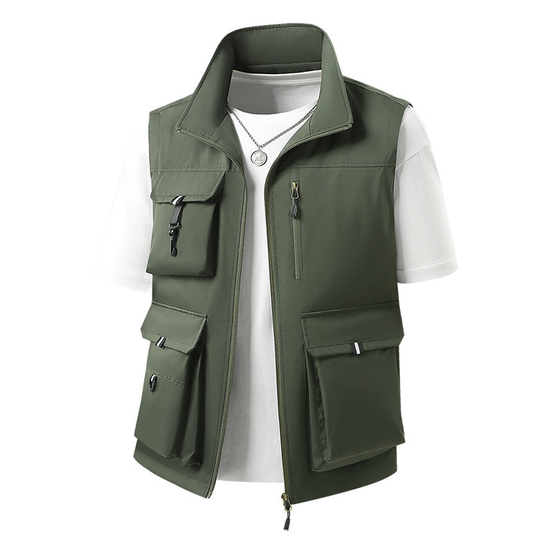 Herren Multifunktionale Outdoorweste mit mehreren Cargo-Taschen und Stehkragen Nord Taschen